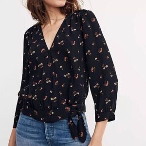 Madewell Black Floral Blouse